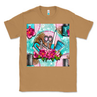 Toasted Coconut nail tools and polish with flowers and tooled leather seamless pattern Classic Tee - BundleAndBundleShop