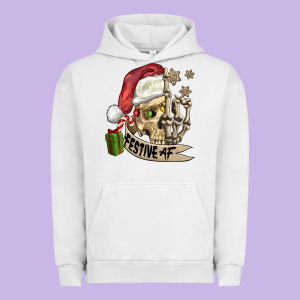 Festive Af Christmas Skull Urban Hoodie Designed By Fadigitalartstudio