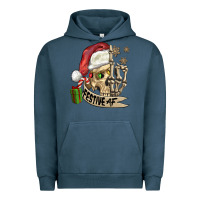Pigment Midnight Navy festive af christmas skull Urban Hoodie - FaDigitalArtStudio