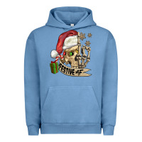 Pigment Pebble Blue festive af christmas skull Urban Hoodie - FaDigitalArtStudio