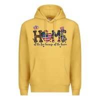 Antique Gold home of the free beacuse of the brave Premium Hoodie - CowhideDigitalArt