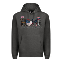 Charcoal Heather home of the free beacuse of the brave Premium Hoodie - CowhideDigitalArt