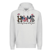 Dove Grey home of the free beacuse of the brave Premium Hoodie - CowhideDigitalArt