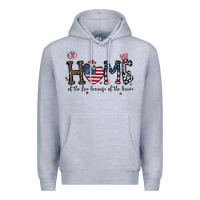 Heather Grey home of the free beacuse of the brave Premium Hoodie - CowhideDigitalArt