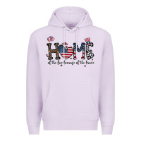 Lilac home of the free beacuse of the brave Premium Hoodie - CowhideDigitalArt