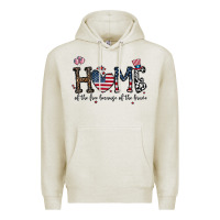 Oatmeal Heather home of the free beacuse of the brave Premium Hoodie - CowhideDigitalArt