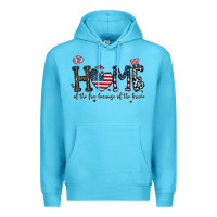 Ocean Blue home of the free beacuse of the brave Premium Hoodie - CowhideDigitalArt