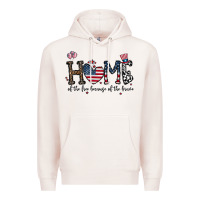 Pale Pink home of the free beacuse of the brave Premium Hoodie - CowhideDigitalArt