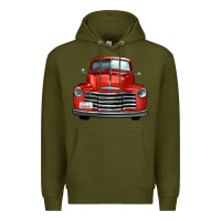 Army Green western red truck front view Premium Hoodie - FaDigitalArtStudio