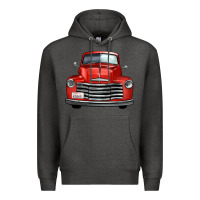 Charcoal Heather western red truck front view Premium Hoodie - FaDigitalArtStudio