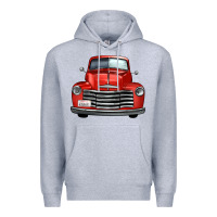 Heather Grey western red truck front view Premium Hoodie - FaDigitalArtStudio