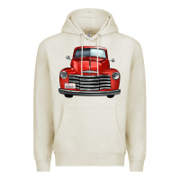 Oatmeal Heather western red truck front view Premium Hoodie - FaDigitalArtStudio