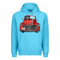 Ocean Blue western red truck front view Premium Hoodie - FaDigitalArtStudio