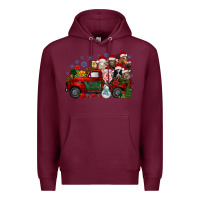 Burgundy christmas farm animals truck Premium Hoodie - RacoonDesign
