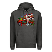 Charcoal Heather christmas farm animals truck Premium Hoodie - RacoonDesign