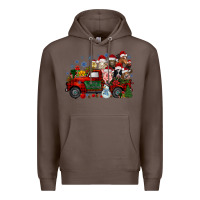 Coffee christmas farm animals truck Premium Hoodie - RacoonDesign