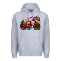 Heather Grey christmas farm animals truck Premium Hoodie - RacoonDesign