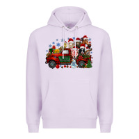 Lilac christmas farm animals truck Premium Hoodie - RacoonDesign