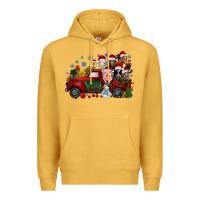 Mustard christmas farm animals truck Premium Hoodie - RacoonDesign