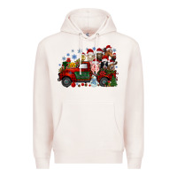 Pale Pink christmas farm animals truck Premium Hoodie - RacoonDesign