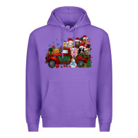 Purple christmas farm animals truck Premium Hoodie - RacoonDesign