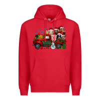 Red christmas farm animals truck Premium Hoodie - RacoonDesign