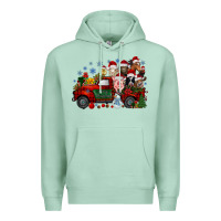 Seafoam christmas farm animals truck Premium Hoodie - RacoonDesign