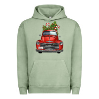 Pigment Oil Green christmas trees truck Urban Hoodie - FaDigitalArtStudio