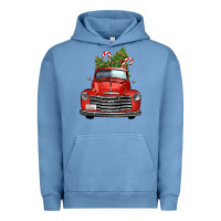 Pigment Pebble Blue christmas trees truck Urban Hoodie - FaDigitalArtStudio