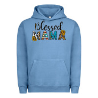 Pigment Pebble Blue blessed mama Urban Hoodie - CowhideDigitalArt