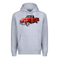 Heather Grey western red truck right 34 view Premium Hoodie - FaDigitalArtStudio
