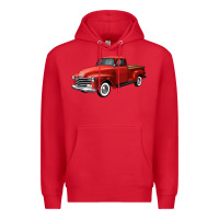 Red western red truck right 34 view Premium Hoodie - FaDigitalArtStudio