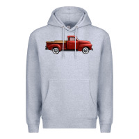 Heather Grey western red truck right side view Premium Hoodie - FaDigitalArtStudio