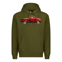 Army Green western red truck right side view Premium Hoodie - FaDigitalArtStudio
