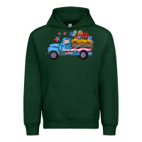 Forest Green american truck and flag with stars Urban Hoodie - HRA Design Shop