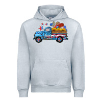 Heather Grey american truck and flag with stars Urban Hoodie - HRA Design Shop