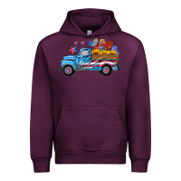 Mauve Wine american truck and flag with stars Urban Hoodie - HRA Design Shop