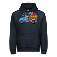 Navy american truck and flag with stars Urban Hoodie - HRA Design Shop