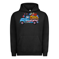 Pigment Black american truck and flag with stars Urban Hoodie - HRA Design Shop