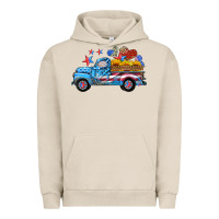 Pigment French Oak american truck and flag with stars Urban Hoodie - HRA Design Shop