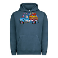 Pigment Midnight Navy american truck and flag with stars Urban Hoodie - HRA Design Shop