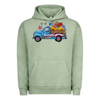 Pigment Oil Green american truck and flag with stars Urban Hoodie - HRA Design Shop