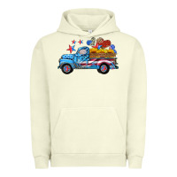 Pigment Pistachio american truck and flag with stars Urban Hoodie - HRA Design Shop