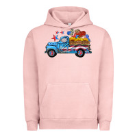 Pigment Salmon american truck and flag with stars Urban Hoodie - HRA Design Shop