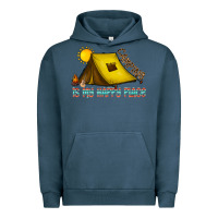 Pigment Midnight Navy camping is my happy place Urban Hoodie - CowhideDigitalArt