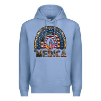 Colony Blue merica rainbow Premium Hoodie - CowhideDigitalArt