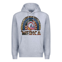 Heather Grey merica rainbow Premium Hoodie - CowhideDigitalArt