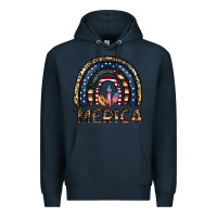 Navy merica rainbow Premium Hoodie - CowhideDigitalArt