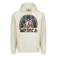 Oatmeal Heather merica rainbow Premium Hoodie - CowhideDigitalArt