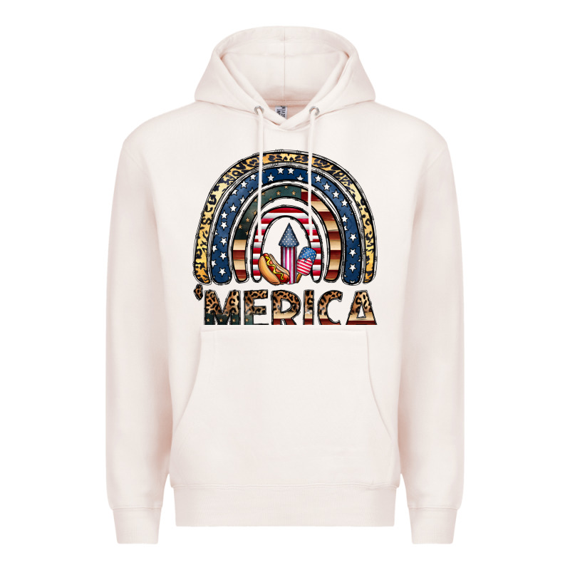 Merica Rainbow Premium Hoodie by CowhideDigitalArt | Teevron